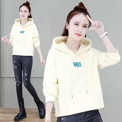 A895 连帽短款卫衣女爆款早春秋冬季2023年新款宽松加绒加厚小个子外套 商品图3