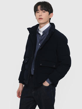 callisto藏青全聚酯纤维短款羽绒服 FRFED009C