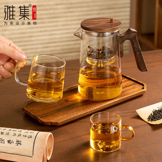 雅集 玻璃壶 茶塔飘逸壶 木盖木把款 精致茶壶 商品图6