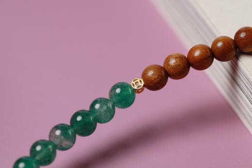 JSNM0126°老料金丝楠木|绿莓晶水晶手串 商品图5