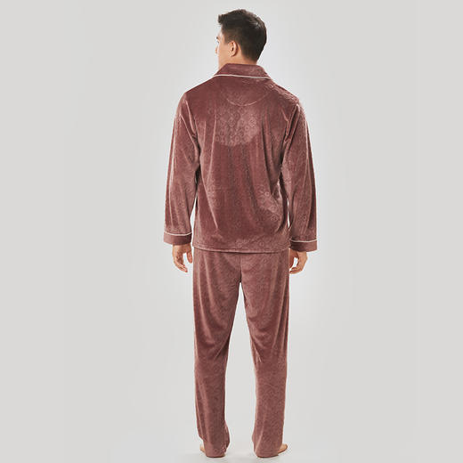 都市丽人都市锋尚生活家居男士睡衣海岛绒烂花海岛绒厚款长袖长裤类家居服套装FH31J2 商品图2