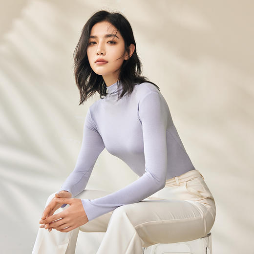 都市丽人轻暖保暖衣女5至15度适穿适穿AMP罗纹随意裁发热纤维薄款单件保暖衣上衣秋衣新年本命年红品LW35A1 商品图2