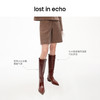 [捡漏价]lost in echo设计师品牌增高尖头牛皮粗跟阔腿显瘦侧拉链高筒长靴 商品缩略图1