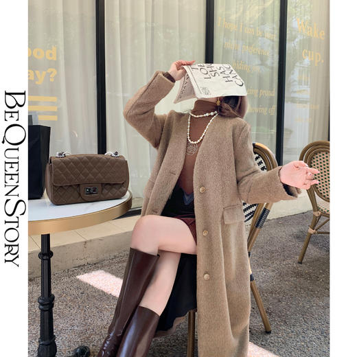 【孤品样衣，不退不换】【静奢女王】重工柔软纤细骆马绒秋冬羊毛毛呢大衣 商品图4