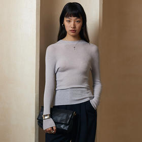 IN AND ON可机洗绵羊毛 无缝一体半高领针织打底衫53628