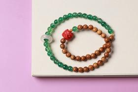 JSNM0126°老料金丝楠木|绿莓晶水晶手串