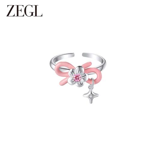 ZEGL设计师花系列法式人造珍珠花朵戒指女小众设计指环开口食指戒 商品图2