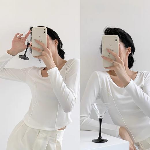 【59.9元两件 秋冬百搭】轻氧蛋白绒上衣丨鱼骨线修身显瘦 外穿内搭设计感长袖T恤 商品图5