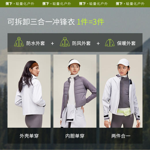 蕉下短款气绒冲锋衣女三合一LS19523可拆卸户外防水防风保暖外套 商品图5