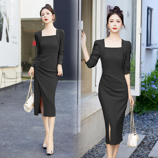 纯色简约，修身时尚潮流女人连衣裙HR-BBL23001 商品图2