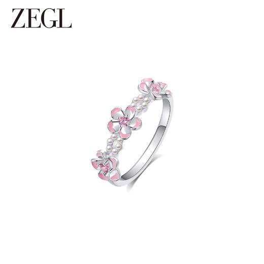 ZEGL设计师花系列法式人造珍珠花朵戒指女小众设计指环开口食指戒 商品图3