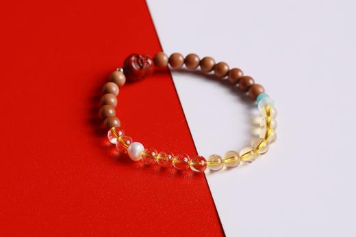 LSTX0212°印度老山檀香|黄水晶手链手串 商品图1