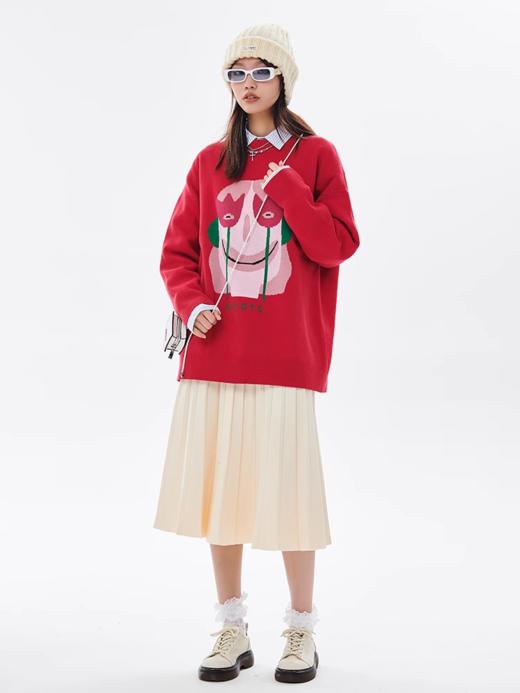 NTOT/NOTMY21046/抽象人脸提花毛衣 商品图3