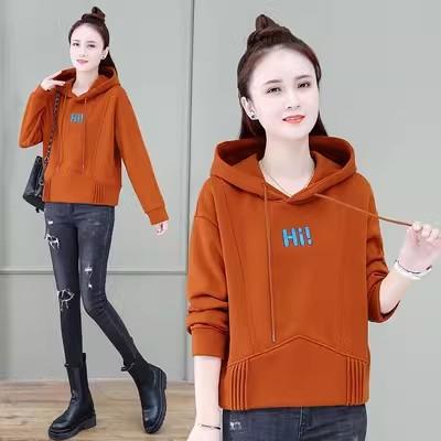 A895 连帽短款卫衣女爆款早春秋冬季2023年新款宽松加绒加厚小个子外套 商品图1