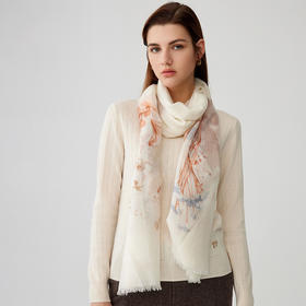 【纯羊毛围巾】23年秋冬新品100%绵羊毛植物印花百搭丝巾