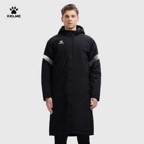 卡尔美冬季保暖连帽长款棉服