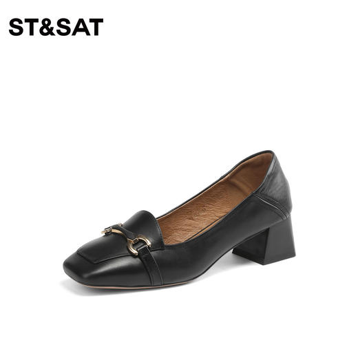 星期六时尚复古金属扣饰粗方跟乐福SS33111187 商品图5