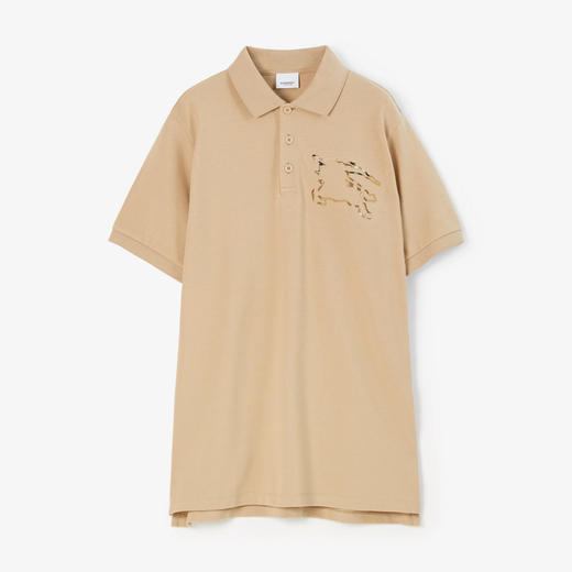 BURBERRY 巴宝莉 男士格纹马术骑士徽标棉质珠地网眼布短袖Polo衫 卡其色 8072704 A7405 商品图0