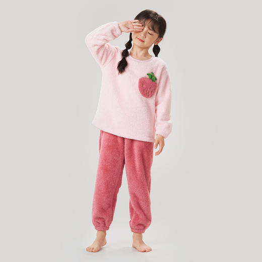 都市丽人眯雅佳长毛绒童装法兰绒厚款长袖长裤类家居服套装JH32B1 商品图1