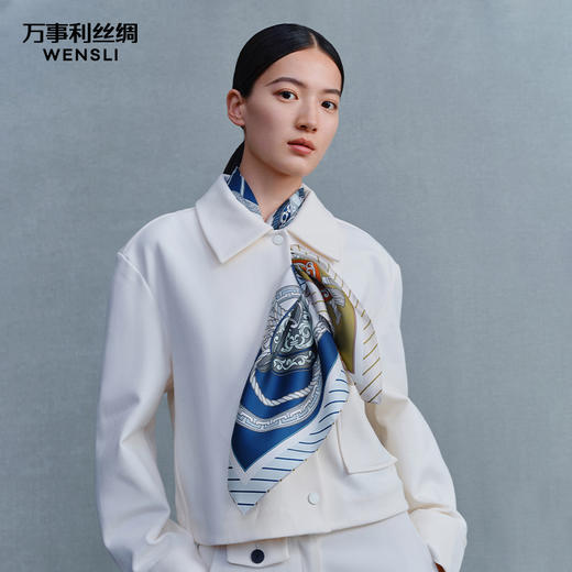 万事利“荣勋”75厘米双面印花中方巾 商品图1