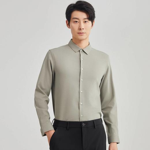 圣得西含绵羊毛弹力商务休闲长袖衬衫秋款都市通勤衬衣2412952005A 商品图2