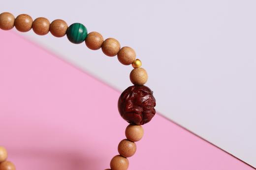 LSTX0200°印度老山檀香|孔雀石手链手串 商品图3