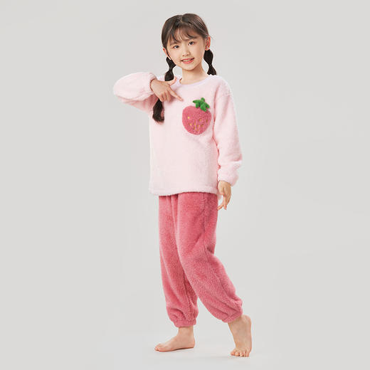 都市丽人眯雅佳长毛绒童装法兰绒厚款长袖长裤类家居服套装JH32B1 商品图2