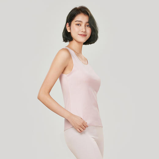 都市丽人轻暖保暖衣女5至15度适穿阳离子罗纹绒薄款保暖背心薄款单件背心秋衣LW3FA1 商品图3