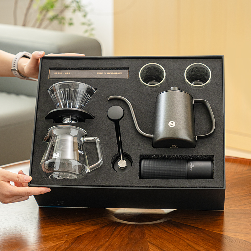 泰摩 手冲咖啡壶套装 家用滴滤咖啡手冲壶礼盒手摇磨豆机器具套装