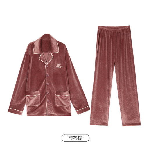 都市丽人都市锋尚生活家居男士睡衣海岛绒烂花海岛绒厚款长袖长裤类家居服套装FH31J2 商品图3