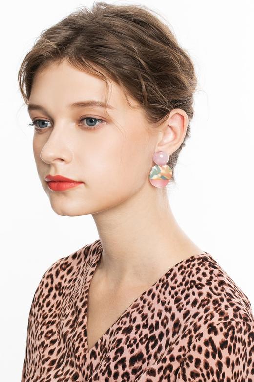 HAYES 几何圆形亚克力耳环 4088 商品图3