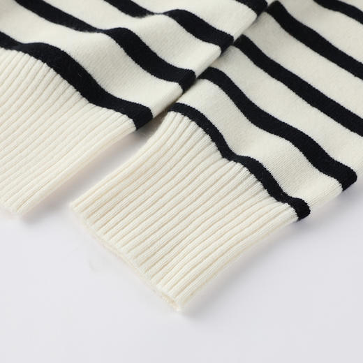 东黎 • 山羊绒女士春秋条纹连帽开衫 3096 商品图5