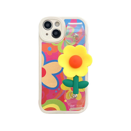 小黄花腕带适用苹果14手机壳涂鸦iPhone13斜挎绳12promax硅胶软壳_HLY 商品图4