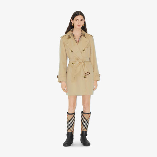 BURBERRY 巴宝莉 女士棉质嘎巴甸 Trench 风衣 卡其色 8072681 A1366 商品图1