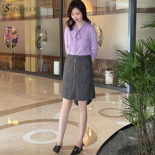 SAINT L’UCK/圣媛女装  活力休闲金丝羊毛半身裙SA320B52 商品图0
