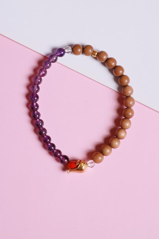LSTX0214°印度老山檀香|紫水晶手链手串 商品图1