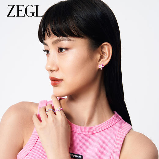 ZEGL设计师粉色芭比风戒指女夏日多巴胺指环小众设计开口食指戒子 商品图6