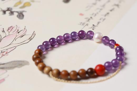 JSNM0137°老料金丝楠木|紫水晶手串 商品图2