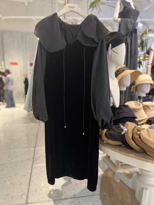 【门店同款】秋季花瓣领真丝丝绒连衣裙 154057958 商品图0