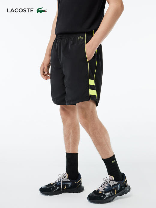 【海南专供价】Lacoste法国鳄鱼男士新款撞色运动短裤GH1879-98 商品图0