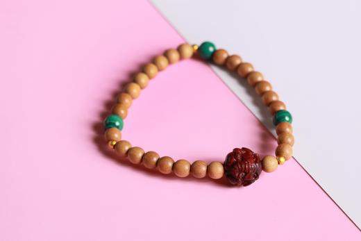 LSTX0200°印度老山檀香|孔雀石手链手串 商品图1