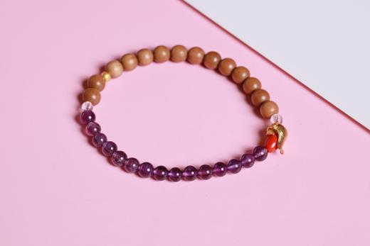 LSTX0214°印度老山檀香|紫水晶手链手串 商品图2