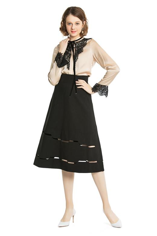 DONG DE XI 黑色高腰镂空伞裙 3710 商品图4