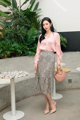 AVA 豹纹印花高腰半身裙 4075