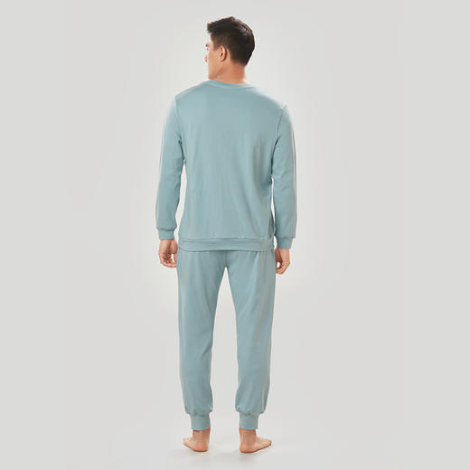 都市丽人都市锋尚舒适外出男士睡衣40支CVC双面棉质薄款长袖长裤类家居服套装FH32H7 商品图2