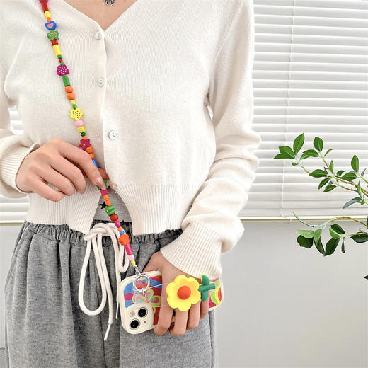 小黄花腕带适用苹果14手机壳涂鸦iPhone13斜挎绳12promax硅胶软壳_HLY 商品图1