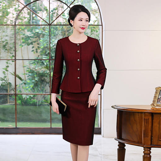 MLY秋装新款两件套钉珠中长款过膝圆领开衫外套妈妈装 商品图1