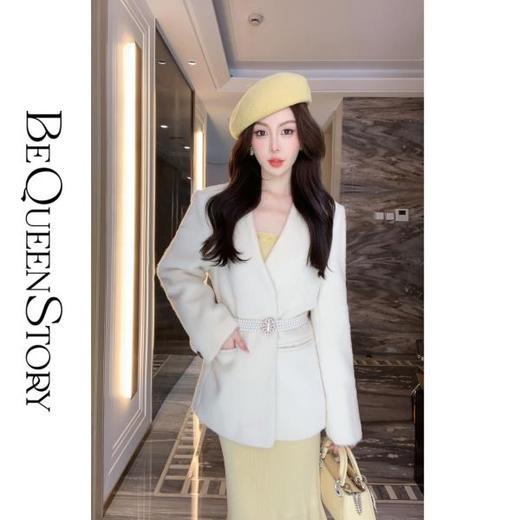 【孤品样衣，不退不换】【静奢女王】重工柔软纤细骆马绒秋冬羊毛毛呢大衣 商品图3