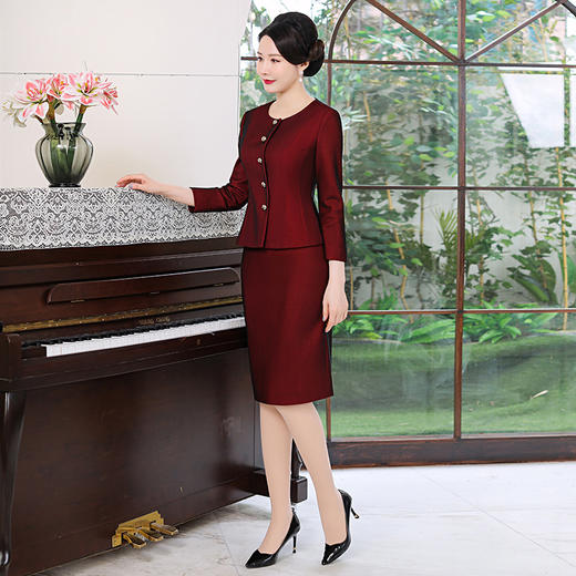 MLY秋装新款两件套钉珠中长款过膝圆领开衫外套妈妈装 商品图3