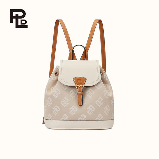 保兰德PLD东方雅奢贝壳系列翻盖双肩包织物拼接通勤必备女包 商品图5